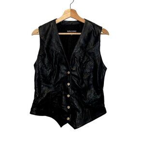 Vintage Wilsons Leather Black Vest  Size Medium M